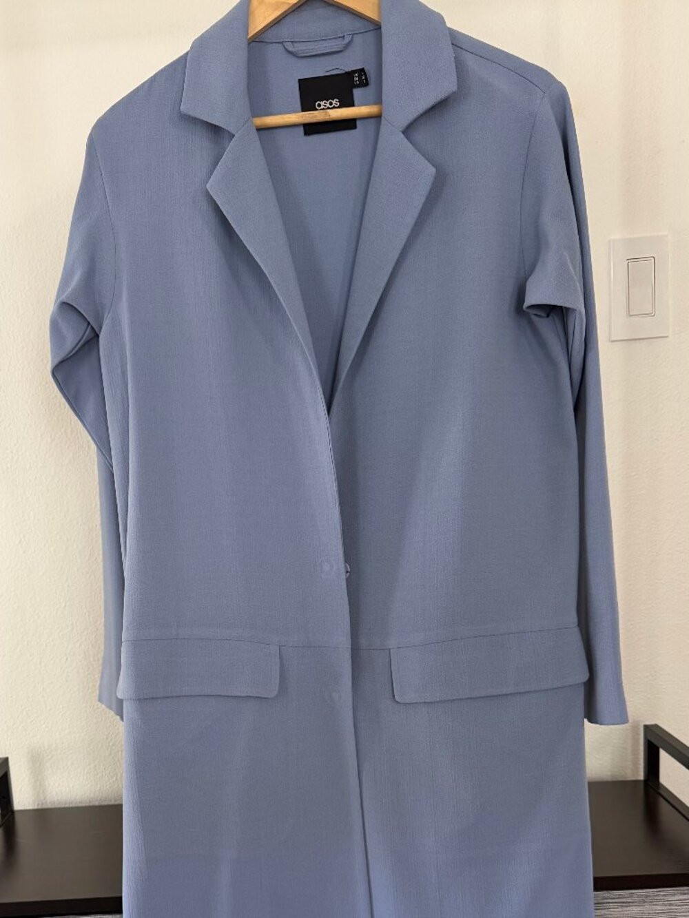 ASOS Powder blue trench coat US 0 - Picture 2 of 5
